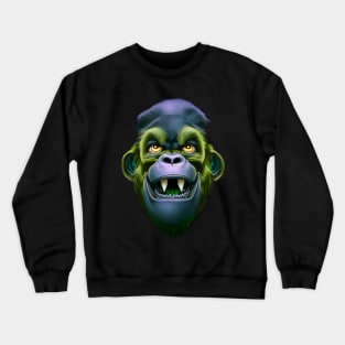 Evil Monkey Face Green Crewneck Sweatshirt